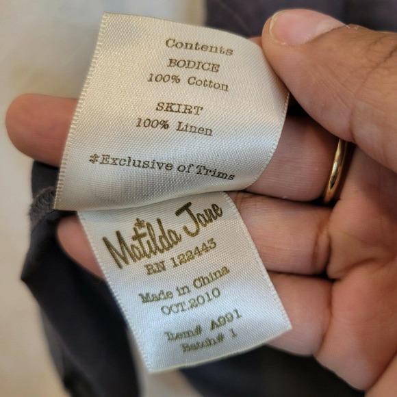 Matilda Jane Linen and cotton Asymmetrical Dress Grey Medium - Picture 7 of 7